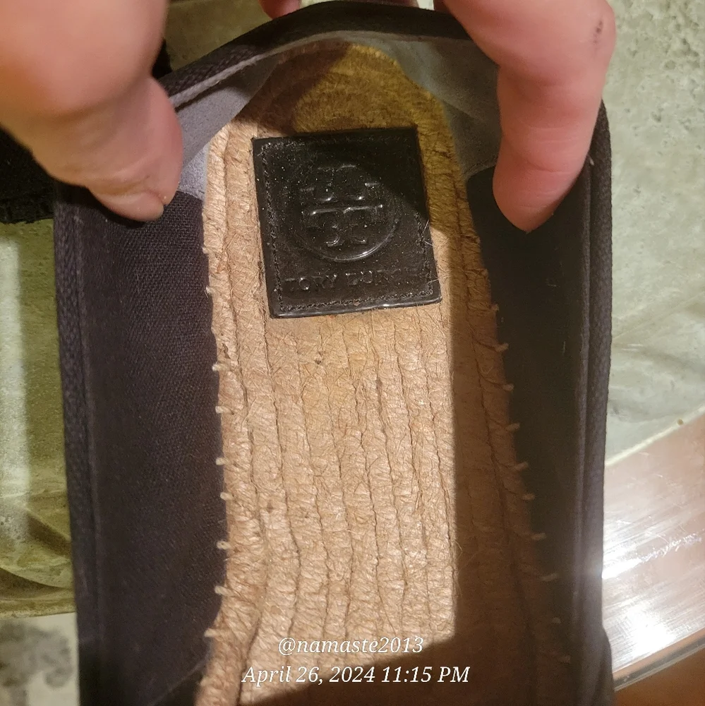 Tory Burch Leather Espidrilles Canvas Leather Jute Rope Summer Designer #769